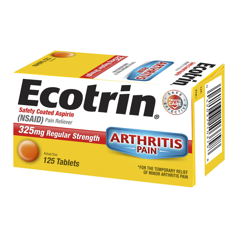 Ecotrin Regular Strength 325 mg Pain Reliever Tablets, 125 Ea